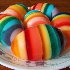 Rainbow Jello Eggs - Good ole J E L L O there’s really no end to the creativity.. thank you Bill Cosby!!