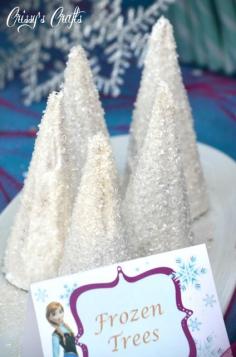 Ice Trees (sugar cones with frosting and sanding sugar) - Frozen Birthday Party Ideas