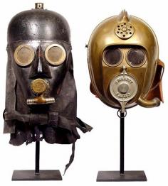 Victorian firefighters masks: mid-1800-WWI. 100 years before Darth Vader / C-3PO in “Star Wars” in 1977!