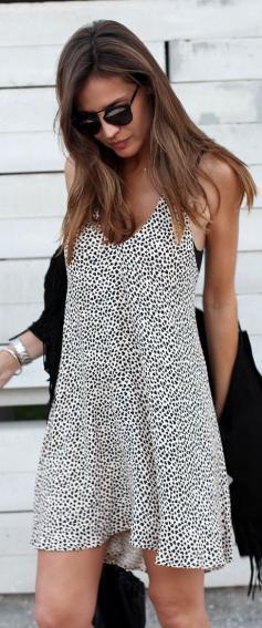 Zara Black And White Spotted Loose Mini Shift Dress   / Lady Addict