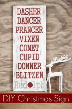 Oh Deer! DIY Christmas Sign: Dasher, Dancer, Prancer, Vixen, Comet, Cupid, Donner, Blitzen and Rudolph     tjn