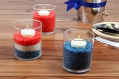 Color dry rice, layer it and put in a container with a candle on top. Pretty!