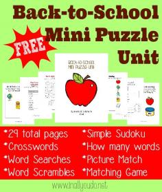 Back-to-School Mini Puzzle Unit {freebie} - In All You Do