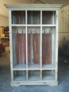 It's all in the detail....This locker is loaded with detail and storage!  Finished in steel grey and recycled rippled old tin from an old fallen down barn....This piece if fun!