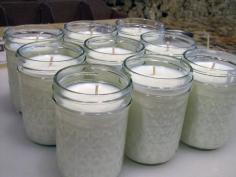 Make your own 50-hour candles for less than 2 dollars a piece.  Great for lighting an outdoor gathering