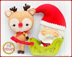 PDF Pattern. Santa Claus Rudolph the reindeer and by Noialand, $10.00