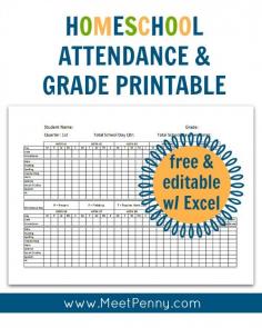 NEW at Meet Penny: Homeschool Attendance and Grades Printable