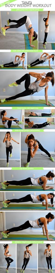 30-minute body weight tabata workout. No equipment needed!