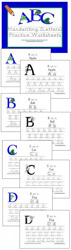 ABC Handwriting Unit (w/ a Frog Theme!)  This 53 page download will give your little one plenty of 'hoppin' handwriting practice!  @ www.christianhome... (Under "Letters of the Alphabet")