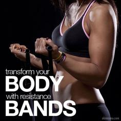 Transform Your Body with Resistance Bands--ideal for an at home workout!  #workout #fitness #resistancebands #skinnyms