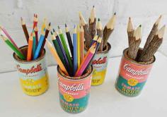 These cans got a Warhol-inspired makeover. | 33 Impossibly Cute DIYs You Can Make With Things From Your Recycling Bin