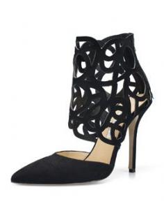 Oscar de la Renta Clavoinne Suede Cutout Pump, Black FW 2014 | cynthia reccord