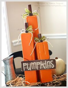 landscaping timber pumpkins | fall wood crafts | Fall Wood Pumpkin Project