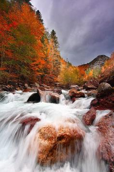 Beautiful autumn waterfall