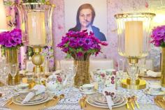 A Divine Dining Room. Gold and florals. Interior Designer: Kati Curtis.