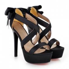 Want! Want! Want! Love the Bows on the Heels! Elegant Sexy Bowknot and Cross-Straps Design Sandals For Women #Sexy #Strappy #High_Heels #Bowknot #Strappy #Sandals