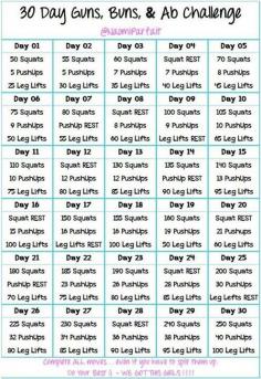 30 day guns buns and ab challenge. Doing this one this month with my Mother In Law during September!