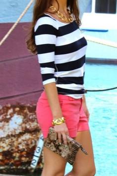 Adorable Cute Casual Outfit Summer Fashion  #side Love the monochrome and hot pink = perfect spring/summer outfit
