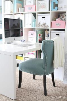 Hello fabulous desk chair from @HomeGoods! I am loving this office room makeover filled with beautiful accessories and chair from Home Goods. Must see  before and after. @Chelsea Rose Rose Rose | two twenty one