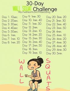 Try this wall sit challenge, use it in combination with Placebo Effect's weight loss "prescription" so you stay motivated, click the pin to find it!