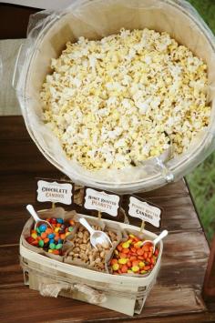 Party Popcorn Bar Ideas: Rustic Popcorn Bar