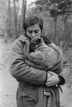 Alain Delon and puppy. I understand that M. Delon takes in strays to this day - not only handsome and talented, but compassionate!