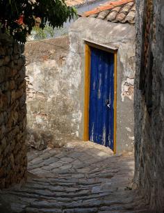 Blue door on Hydra, Greece