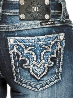 Miss Me Ladies Embroidered Pocket Stretch Jeans - #JP5745B3 $89  Can I haveee!!!!?