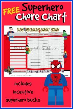 FREE Superhero Chore Charts with bucks! Super cute with a attitude check off! Love this!