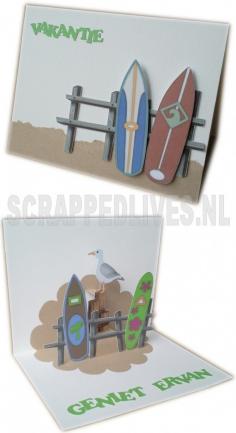 Kaart Vakantie pop-up Surfplanken 2012