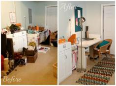 Craft Room Organization - Before & After PLUS 12 tips for organizing your crafts/party supplies! PartiesforPennies... #organization #tips #beforeafter