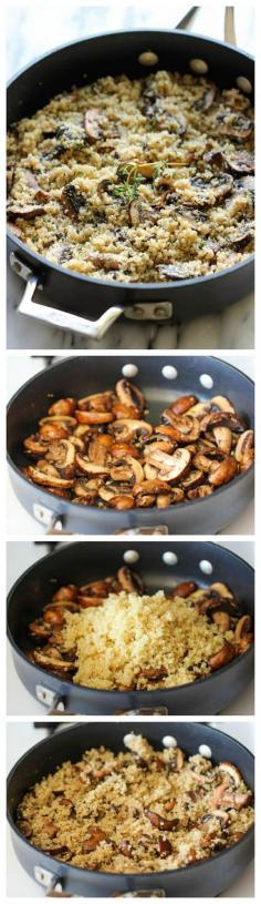 Garlic Mushroom Quinoa - An easy, healthy side dish that you'll want to make with every single meal!
