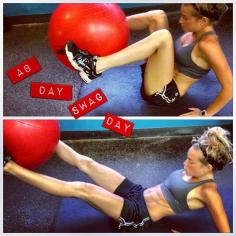 stability ball in  outs - SO HARD, really tough on the abs!