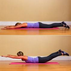 Exercises to Get Rid of a Flat Butt: superman , Make this exercise even more challenging for your tush and hamstrings by squeezing an exercise ball between your lower legs.