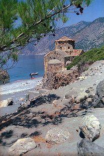 The Byzantine church of Agios Pavlos near Agia Roumeli in Chania, Crete, Greece