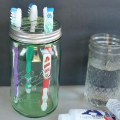 Mason Jar Toothbrush Holder - * THE COUNTRY CHIC COTTAGE (DIY, Home Decor, Crafts, Farmhouse)