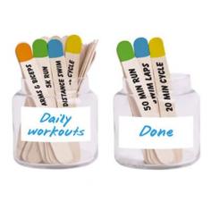 When you usually work out but want to mix things up, try making a motivation jar with fun exercise ideas written on wooden popsicle sticks. #workouts #motivation