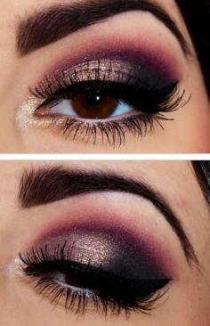 This is beautiful!! Gorgeous purples and gold. I'm not sure I can pull off a look this dark, but trying different shimmers over darker colors couldn't be a bad idea.