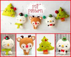 PDF Pattern. Chistmas garland with Rudoph Snowmen and by Noialand, $7.00