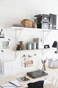 workspace studio inspiration | Black & White office FleaingFrance Brocante Society