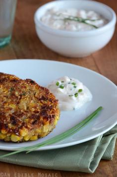 Quinoa Corn Patties with Cool and Creamy Onion Dip Recipe