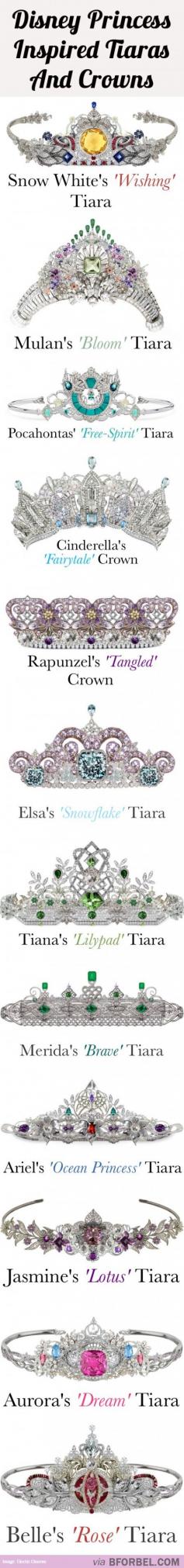 12 Disney Princess Tiaras And Crowns…All Set With Beautiful Diamonds, Gems  Precious Stones. -ShazB. Cool!