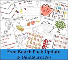 Free Beach Pack Update - over 50 pages added to the original pack - 3 Dinosaurs.com