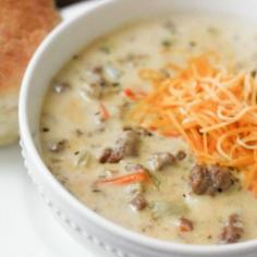 Cheeseburger Soup. Tried and true and almost identical to my Grama Nancy's recipe. Anyone looking for comfort food recipes -- add this to your cookbook!!