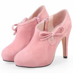 NEW LEATHER BOW WATERPROOF HIGH-HEELED SHOES