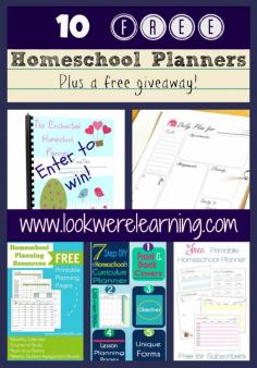 10 Free Homeschool Planners for the New School Year and a Giveaway!