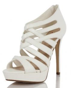 Women's Resena Faux Leather Strappy Criss Cross Open Toe High Heel, White