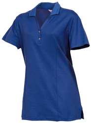 Women's Knit Shirt, Moisture Management, Short Sleeve, Double Ridge Collar, Fabric Cotton/wickable Poly, Size 2xl, Color Cobalt, Package Quantity 1