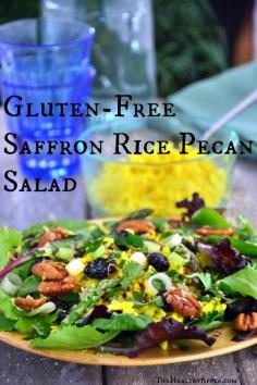 Gluten-Free Saffron Rice Pecan Salad #glutenfree