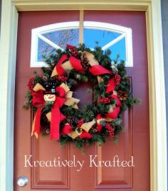 Holiday Burlap Snowman Wreath by KreativelyKrafted